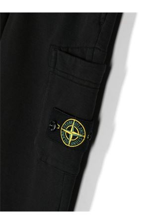 black cotton track pants STONE ISLAND KIDS | 801661540V0029